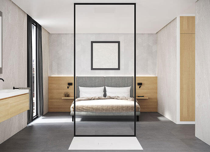 Fijo de ducha perfil aluminio acabado negro Profiltek fn2015