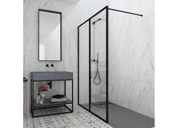 Fijo de ducha perfil acabado negro a medida Profiltek fn2002